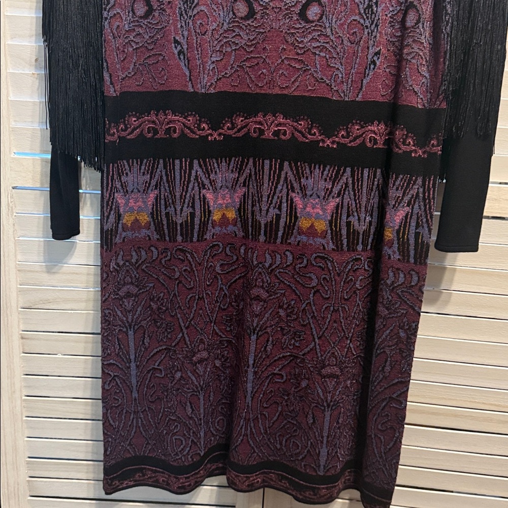Purple Rara Ava by Iris Apfel Sweater Dress with Fringe Sleeves. XL - Picture 6 of 9